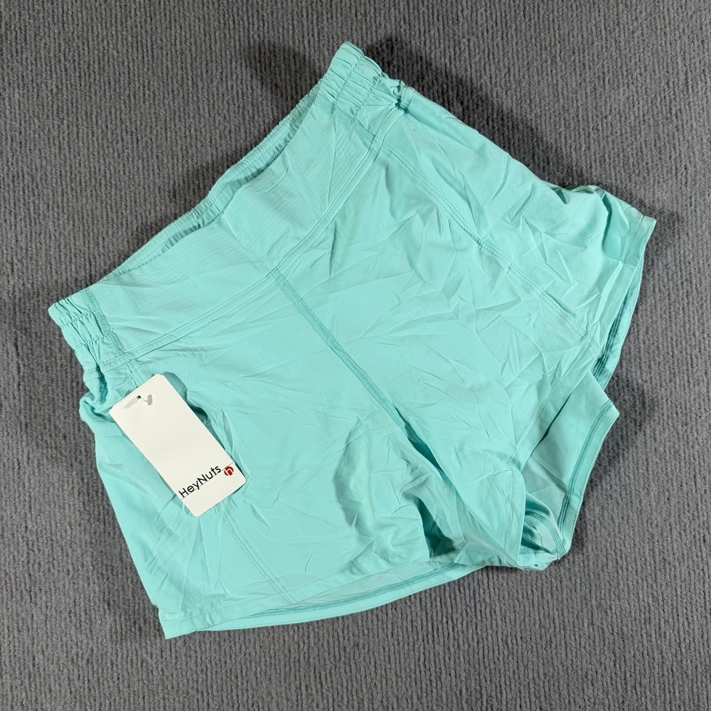 HeyNuts Essential Shorts 4" Pockets Size Medium Poolside Blue‎ NWT